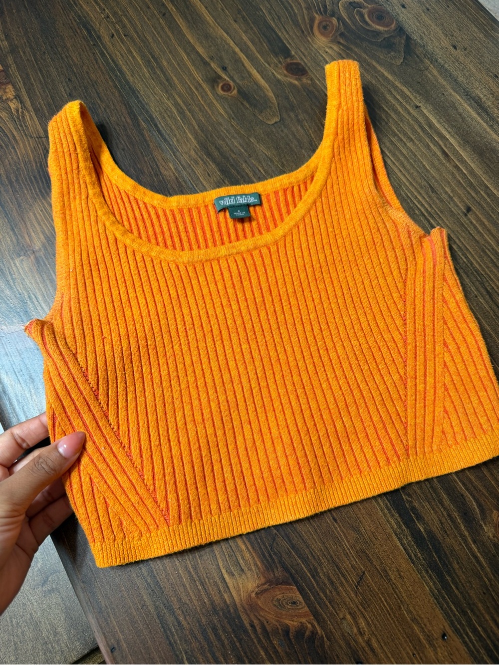 Orange Ribbed Knit Tank Top - Picture 2 of 2